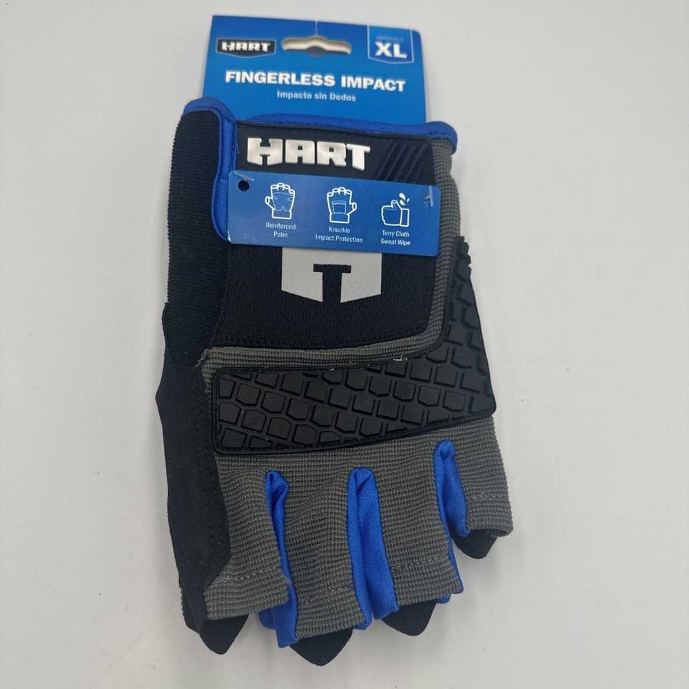Hart Fingerless Impact‎ Gloves Size X Large Reinforced Palm Knuckle Protect NEW